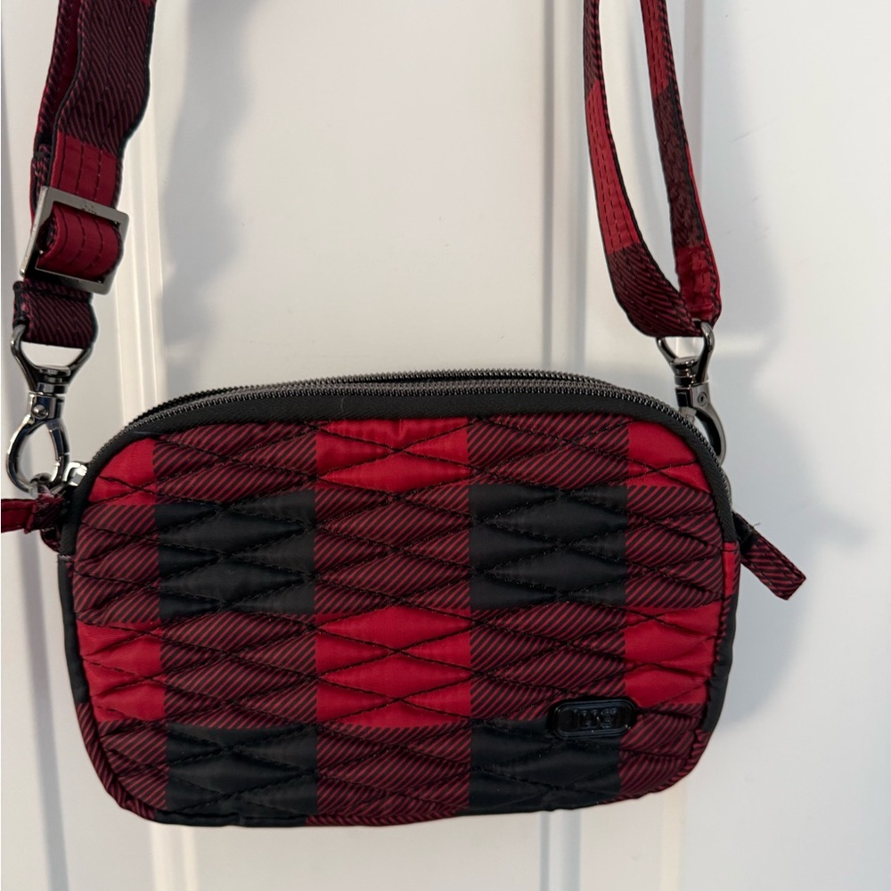 Lug Coupe Red and black check crossbody, shoulder or belt bag